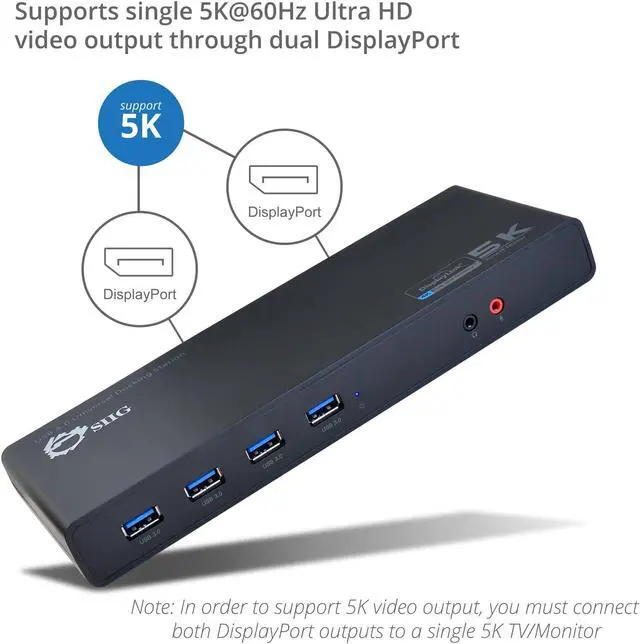 Alt view image 7 of 20 - SIIG JU-DK0411-S1 Video Dock With Usb 3.0 4K Displayport Hdmi Usb-C
