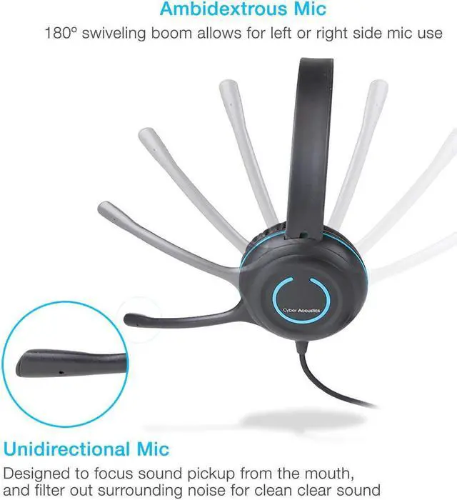 Alt view image 15 of 20 - CYBER ACOUSTICS AC-5002 Stereo headset SingleComboPlug