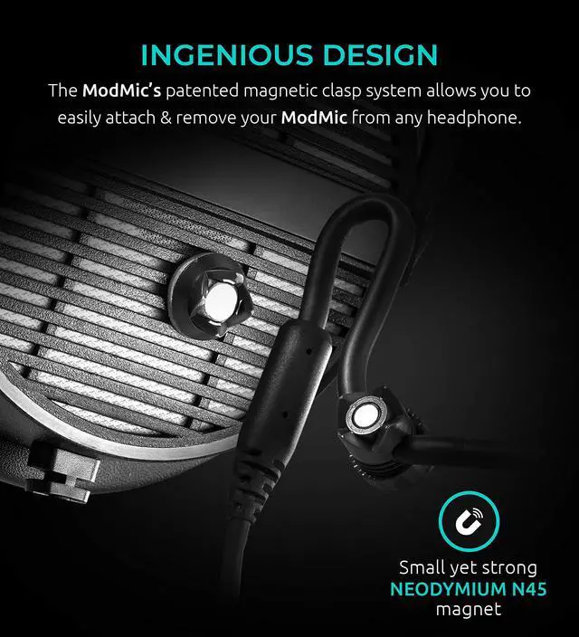 Alt view image 4 of 7 - Antlion Audio ModMic USB Attachable Noise-Cancelling Microphone with Mute Switch Compatible with Mac, Windows PC, PlayStation, and More