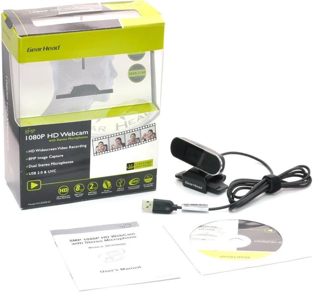 Alt view image 12 of 14 - Gear Head WC8500HD Webcam - 2 Megapixel - Black, Silver - USB 2.0 - 8 Megapixel Interpolated - 1920 x 1080 Video - Auto-focus - Widescreen - Microphone
