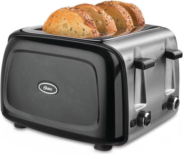 Alt view image 3 of 10 - Oster 4-Slice Toaster, Black Metallic TSSTTRPMB4-NP