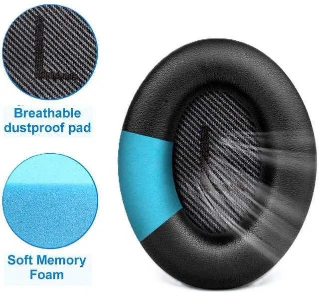 Alt view image 4 of 6 - Earpads cover Replacement for Bose QuietComfort 15 QC15 QC25 QC2 QC35 QC35-II Headphones Ear Pads Cushion Soft Protein Leather Earmuffs with with Noise Isolation Foam (Black)
