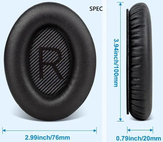 Alt view image 6 of 6 - Earpads cover Replacement for Bose QuietComfort 15 QC15 QC25 QC2 QC35 QC35-II Headphones Ear Pads Cushion Soft Protein Leather Earmuffs with with Noise Isolation Foam (Black)
