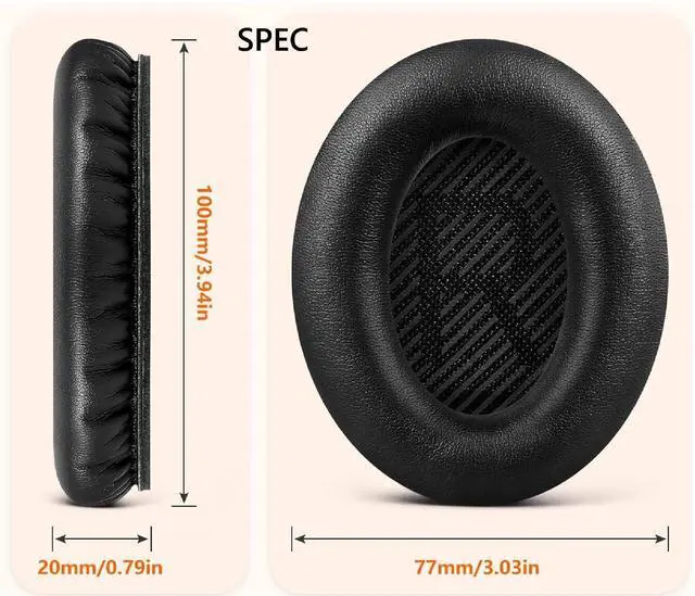 Alt view image 3 of 6 - Earpads cover Replacement for Bose QuietComfort 15 QC15 QC25 QC2 QC35 QC35-II Headphones Ear Pads Cushion Soft Protein Leather Earmuffs with with Noise Isolation Foam (Black)
