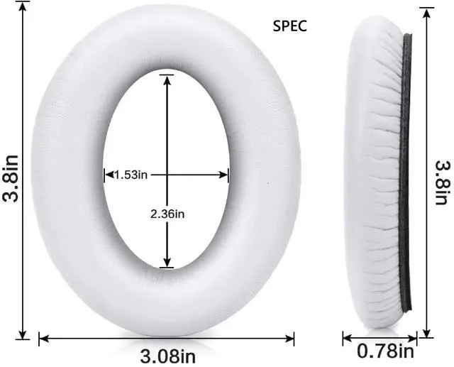 Alt view image 2 of 5 - Earpads Replacement for Bose QuietComfort 15 QC15 QC25 QC2 QC35 QC35-II Headphones Ear Pads Cushion Soft Protein Leather Earmuffs with with Noise Isolation Foam (White)