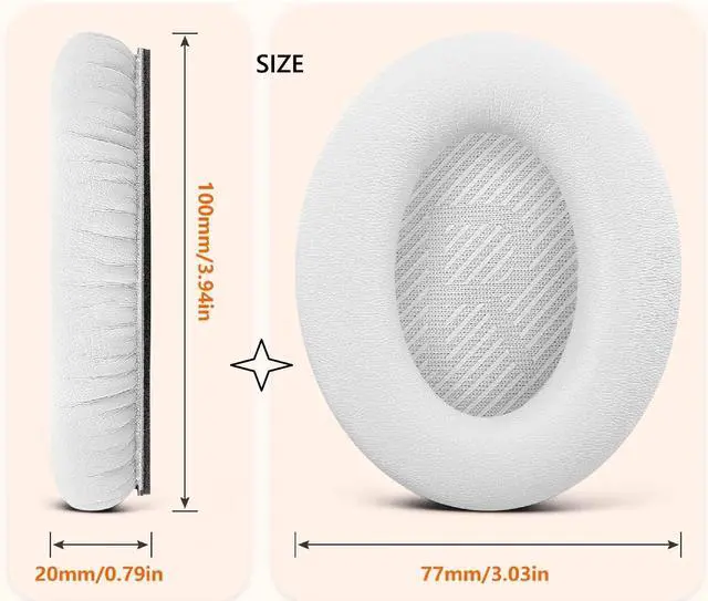 Alt view image 5 of 5 - Earpads Replacement for Bose QuietComfort 15 QC15 QC25 QC2 QC35 QC35-II Headphones Ear Pads Cushion Soft Protein Leather Earmuffs with with Noise Isolation Foam (White)