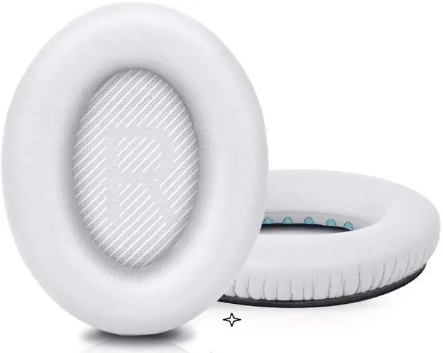 Alt view image 4 of 5 - Earpads Replacement for Bose QuietComfort 15 QC15 QC25 QC2 QC35 QC35-II Headphones Ear Pads Cushion Soft Protein Leather Earmuffs with with Noise Isolation Foam (White)