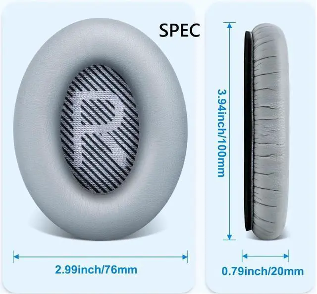 Alt view image 5 of 5 - Earpads Replacement for Bose QuietComfort 15 QC15 QC25 QC2 QC35 QC35-II Headphones Ear Pads Cushion Soft Protein Leather Earmuffs with with Noise Isolation Foam (Gray)