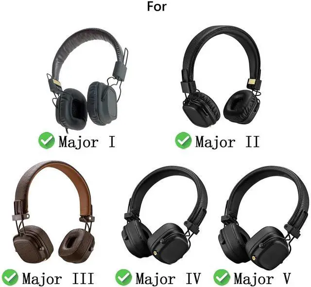 Alt view image 4 of 5 - Earpad Replacement for Marshall Major I/II/III/IV/V ANC Bluetooth Wireless/Wired Headphones Ear Pads Cushion Soft Protein Leather Earmuffs with Noise Isolation Foam