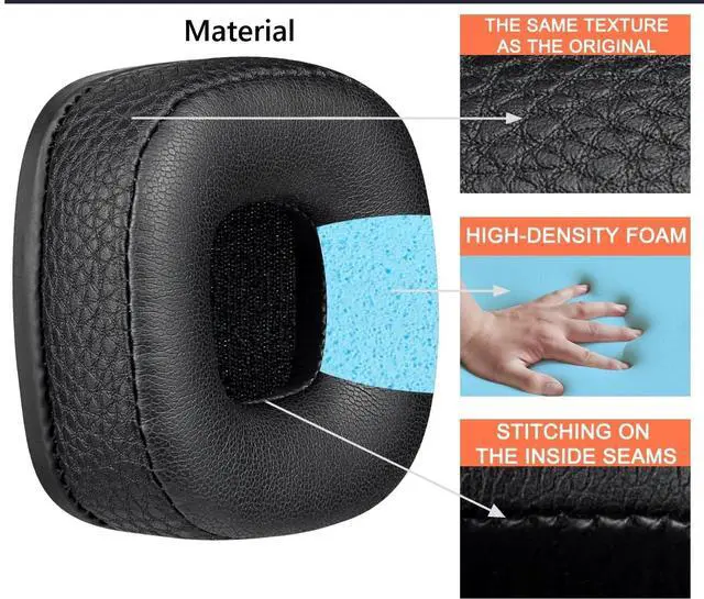 Alt view image 5 of 5 - Earpad Replacement for Marshall Major I/II/III/IV/V ANC Bluetooth Wireless/Wired Headphones Ear Pads Cushion Soft Protein Leather Earmuffs with Noise Isolation Foam