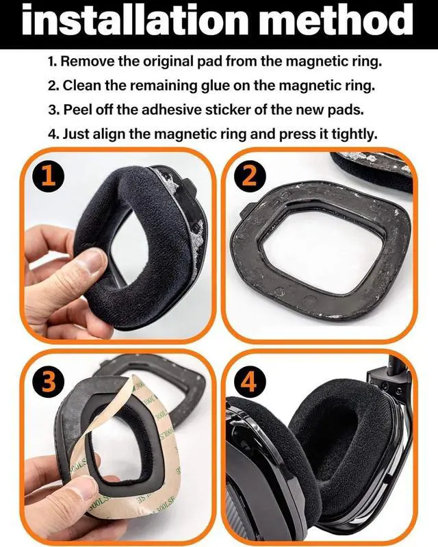Alt view image 3 of 3 - Earpad Replacement for Logitech Astro A40 A50 Headphones Ear Pads Cushions Velour Earmuffs with Noise Isolation Foam