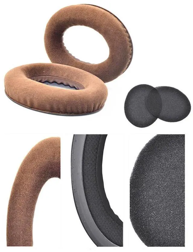 Alt view image 3 of 5 - Earpads Replacement for Sennheiser HD598 HD518 HD558 HD595 HD599 HD569 HD579 HD560s Headphone Ear Pads Cushions Velour Earmuffs with Noise Isolation Foam (Brown)