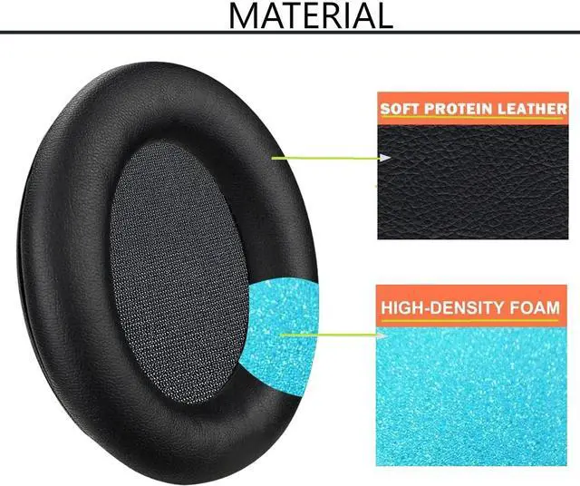 Alt view image 5 of 6 - Earpads Replacement for Sennheiser HD206 HD201 HD180 HD449 HD200 Pro HD418 Headphones Ear Pads Cushion Soft Protein Leather Earmuffs with Noise Isolation Foam
