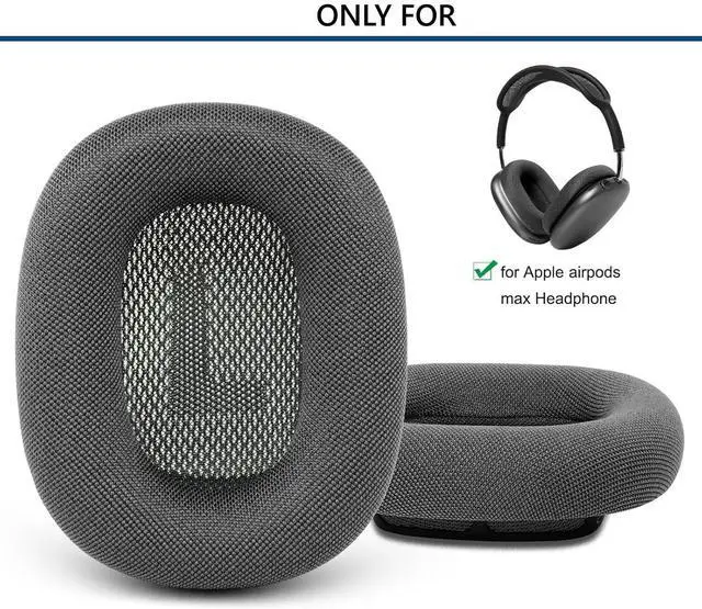 Alt view image 2 of 5 - Earpads Replacement for Apple AirPods Max Headphones Ear Pads Cushion Soft Mesh Fabric Earmuffs with Noise Isolation Foam (Gray)