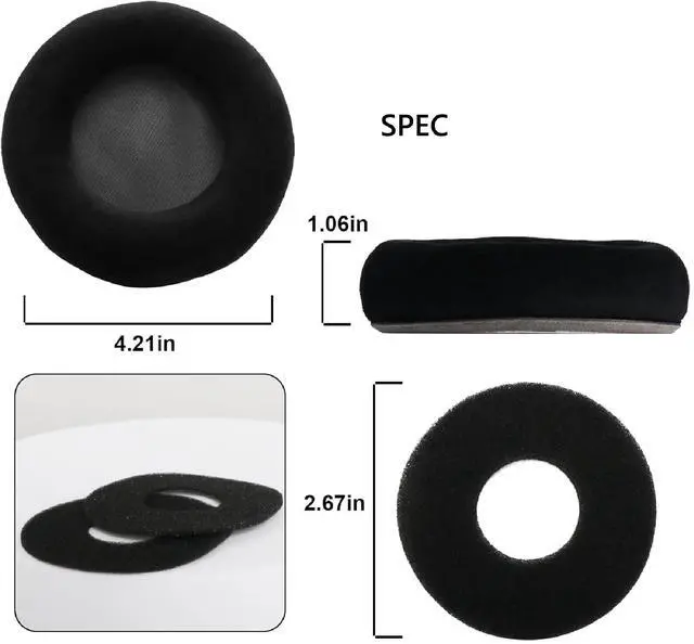 Alt view image 5 of 6 - Earpads Replacement for AKG K701, K702, Q701, Q702, K601, K612, K712 Headphone Ear Pads Cushion Velour Earmuffs with Noise Isolation Foam (Black)