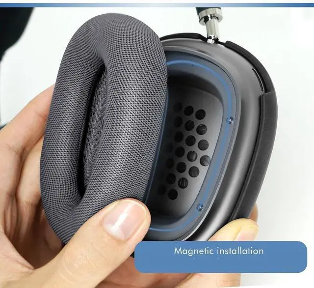Alt view image 5 of 5 - Earpads Replacement for Apple AirPods Max Headphones Ear Pads Cushion Soft Mesh Fabric Earmuffs with Noise Isolation Foam (Gray)