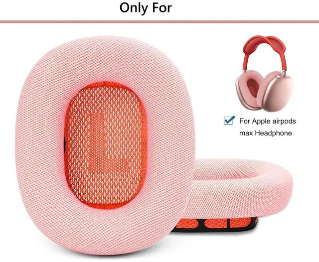Alt view image 2 of 5 - Earpads Replacement for Apple AirPods Max Headphones Ear Pads Cushion Soft Mesh Fabric Earmuffs with Noise Isolation Foam (Pink)