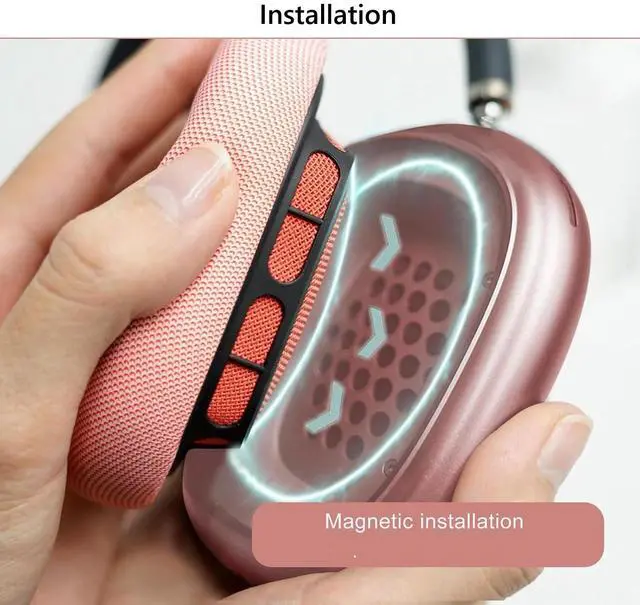 Alt view image 3 of 5 - Earpads Replacement for Apple AirPods Max Headphones Ear Pads Cushion Soft Mesh Fabric Earmuffs with Noise Isolation Foam (Pink)