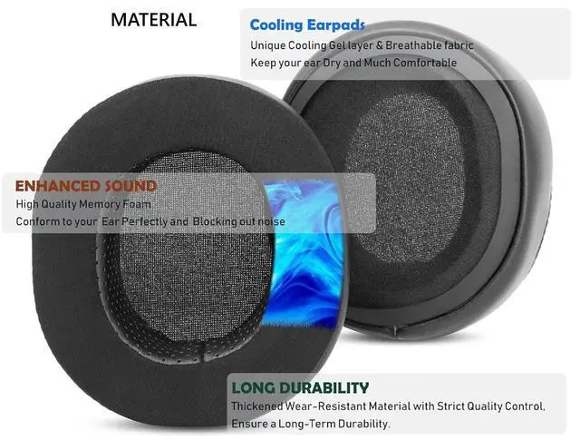 Alt view image 4 of 5 - Earpads Replacement for HyperX Cloud 1/I/2/II/3/III/Pro/Core Headphones Ear Pads Cushion with with Noise Isolation Foam - Cool Gel Earmuffs