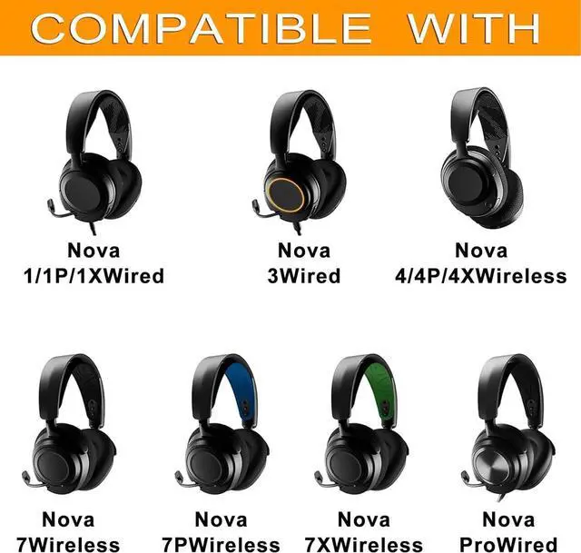 Alt view image 4 of 6 - Earpads for Steelseries Arctis Nova Pro Wired, Nova 1/1X/1P/3/4/4P/4X/5/5P/5X/7/7X/7P Headphone Ear Pads Cushion Mesh Fabric Earmuffs with Noise Isolation Foam