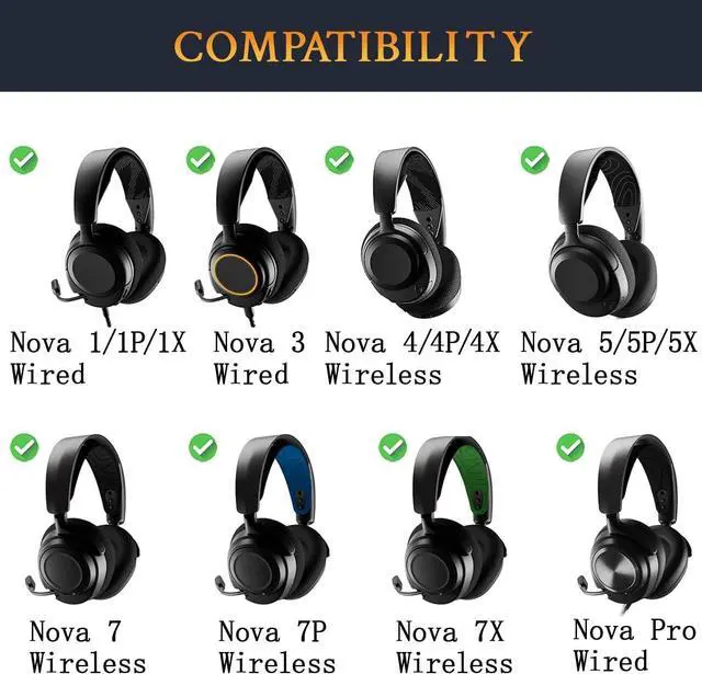 Alt view image 2 of 6 - Earpads for Steelseries Arctis Nova Pro Wired, Nova 1/1X/1P/3/4/4P/4X/5/5P/5X/7/7X/7P Headphone Ear Pads Cushion Mesh Fabric Earmuffs with Noise Isolation Foam