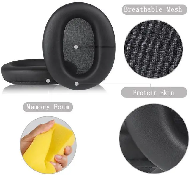 Alt view image 2 of 5 - Earpads Replacement for Sony WH-CH700N MDR-ZX770BN MDR-ZX780DC Wireless Headphone Ear Pads Cushion with Soft Protein Leather Noise Isolation Memory Foam (Black)