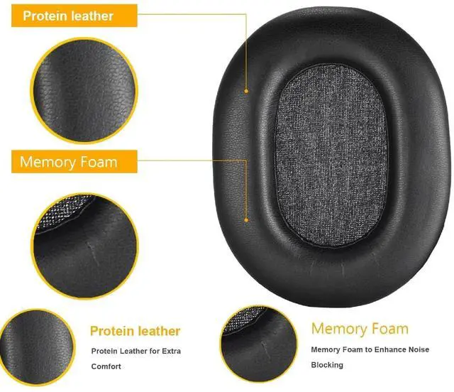 Alt view image 4 of 5 - Earpads Replacement for Sony WH-1000XM5 Over-Ear Headphones Ear Pads Cushion with Soft Protein Leather Noise Isolation Memory Foam