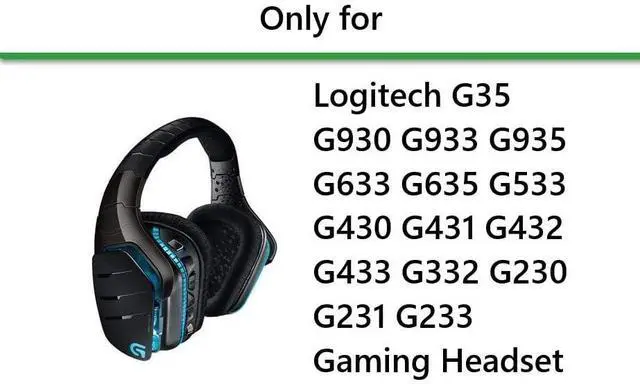Alt view image 2 of 5 - Earpads Replacement for Logitech G35 G930 G933 G935 G633 G635 G533 G430 G431 G432 G433 G332 G230 G231 G233 Gaming Headphone Ear Pads Cushion Protein Leathe Earmuffs with Noise Isolation Foam