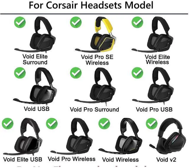 Alt view image 4 of 6 - Earpads Replacement for Corsair Void/Void v2/Void Pro/Void Elite/Surround Wired & Wireless RGB USB Gaming Headphone Ear Pads Cushions with Noise Isolation Foam - Mesh Fabric Earmuffs