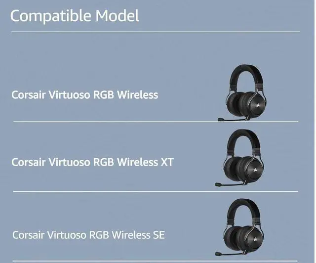 Alt view image 7 of 7 - aibileec Earpads Replacement for Corsair Virtuoso RGB Wireless XT SE Gaming Headphone Ear Pads Cushions Cool Gel Earmuffs with Noise Isolation Foam