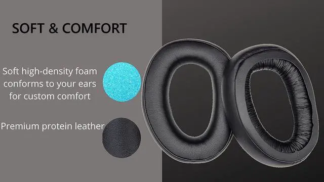 Alt view image 2 of 6 - Earpads Replacement for Sennheiser GSP 370, GSP 350, GSP 303, GSP 302, GSP 301 and GSP 300 Headphones Ear Pads Cushion Soft Protein Leather Earmuffs with Noise Isolation Foam