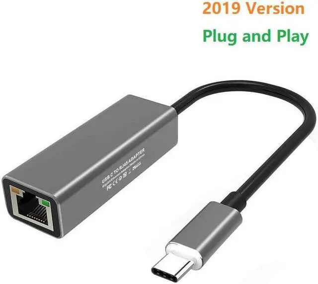 Main image of USB C to Ethernet Adapter, 1gb Gigabit 100M 1000M RJ45 LAN Network Adapter Compatible MacBook Pro (Thunderbolt 3), 2018 2019 iPad Pro & Mac Air, Surface Book 2/Go, Chromebook 13/15, More (Space Gray)