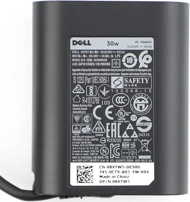 Alt view image 4 of 5 - Dell 30W USB-C(Type C) AC Adapter, Power Supply Charger for Dell XPS12(9250),Dell Latitude 7275 5175 Venue 8 (5855)