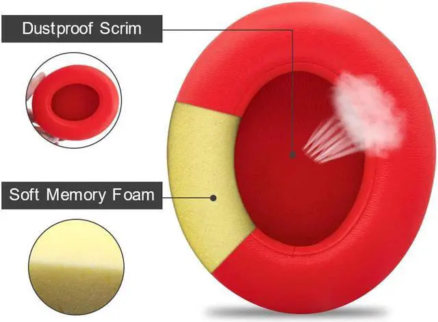 Alt view image 4 of 7 - Beats Studio Replacement Ear Pads Replacement Ear Cushions Kit Memory Foam Earpads Cushion Cover for Beats Studio 2.0 Wired/Wireless B0500 / B0501 & Beats Studio 3.0, 2 Pieces