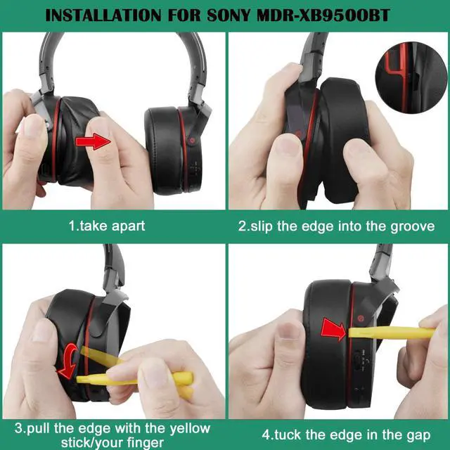 Alt view image 4 of 4 - Replacement Ear Pads Earpads Cup Cover Memory Foam Cushion for Sony MDR-XB950BT XB950B1 XB950N1 XB950AP Bluetooth Wireless Headphones, 2 Pieces