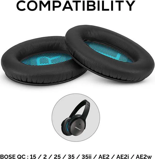 Alt view image 2 of 7 - Earpads for Bose QC25 Replacement Ear Pads, Made with Premium Faux Leather & Real Memory Foam, Soft & Long Lasting Earpads - Also Fits QuietComfort 15 / QC15 / Ae2 & SoundLink