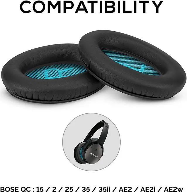 Alt view image 2 of 6 - Earpads for Bose QC25 Replacement Ear Pads, Made with Premium Faux Leather & Real Memory Foam, Soft & Long Lasting Earpads - Also Fits QuietComfort 15 / QC15 / Ae2 & SoundLink by