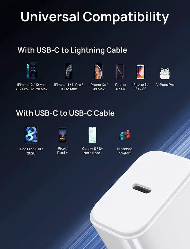 Alt view image 7 of 7 - Newer 2022 iPhone Fast Charger 1Pack 20W PD Wall Charger with 3FT USB C iPhone Cables Fast Charging Adapter for iPhone 13/13 Mini/13 Pro/13 Pro Max/ 12/12 Pro/12 Pro Max