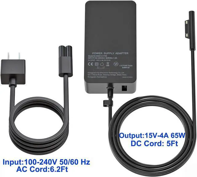 Alt view image 4 of 6 - Surface Pro Surface Laptop Charger  65W Power Adapter Compatible with Microsoft Surface Pro X Pro 7 Pro 6 Pro 5 Pro 4 Pro 3 Surface Laptop 1 2 3 Surface Go 1 2 Surface Book