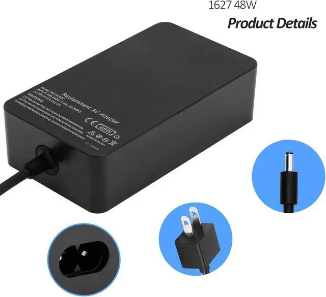 Alt view image 4 of 6 - 48W 12V 4A 1627 AC Adapter Charger Replacement for Microsoft Surface Pro 3 Docking Station 1664 Power Supply Transformer with Power Cord