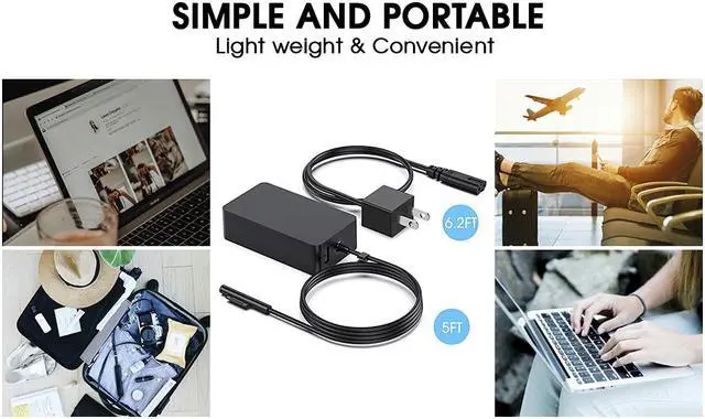 Alt view image 5 of 6 - Surface Book Surface Pro Charger 65W 15V 4A AC Power Adapter Supply for Microsoft Surface Book 2 Surface Pro 3/4/5/6 Surface Go Surface Laptop 2 with USB Charging Port and 6ft Cord fit Model 1706