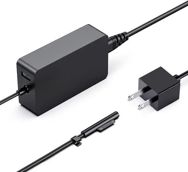 Alt view image 3 of 6 - Surface Book Surface Pro Charger 65W 15V 4A AC Power Adapter Supply for Microsoft Surface Book 2 Surface Pro 3/4/5/6 Surface Go Surface Laptop 2 with USB Charging Port and 6ft Cord fit Model 1706