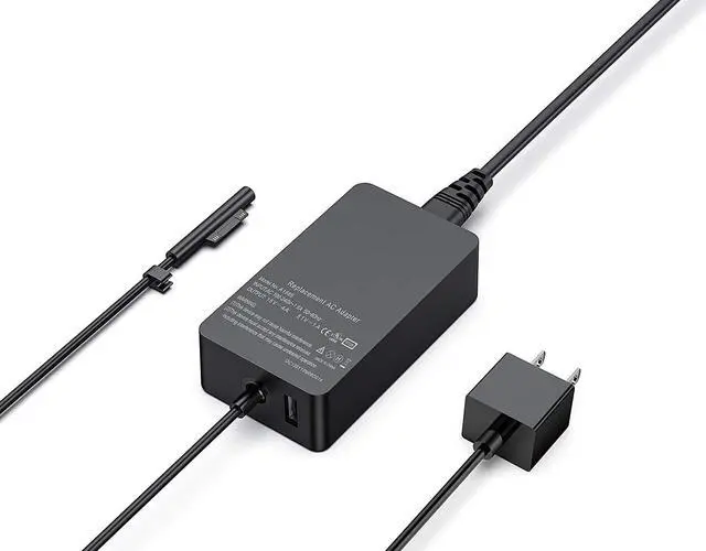 Alt view image 2 of 6 - Surface Book Surface Pro Charger 65W 15V 4A AC Power Adapter Supply for Microsoft Surface Book 2 Surface Pro 3/4/5/6 Surface Go Surface Laptop 2 with USB Charging Port and 6ft Cord fit Model 1706