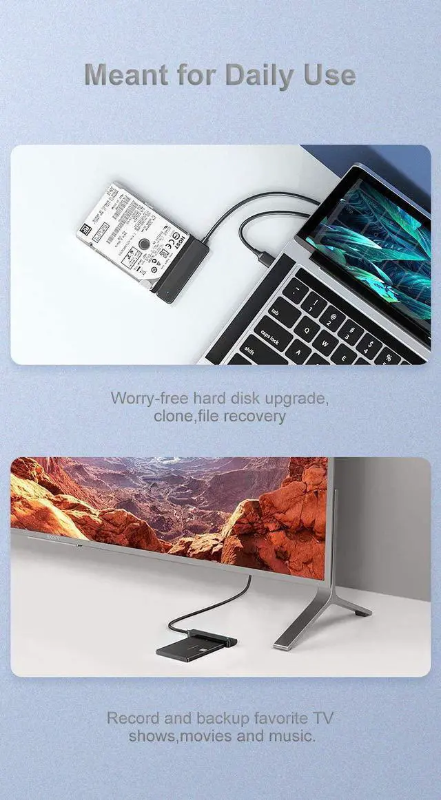 Alt view image 3 of 4 - external hard drive Cable,USB-C TO SATA Adapter for 2.5" SSD and HDD Hard Drive Connector 5Gbps Support SATA III UASP Thunderbolt 3 Compatible with Samsung Seagate WD Hitachi Toshiba MacBook Pro