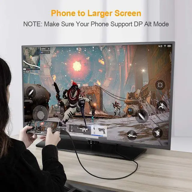 Alt view image 3 of 5 - USB-C to DisplayPort Cable 6ft Cable 4K 60 Hz Ultra HD, 18 Gbps [Thunderbolt 3 Compatible] (USB C to DP Cable) Type USB C DisplayPort(DP) Cable