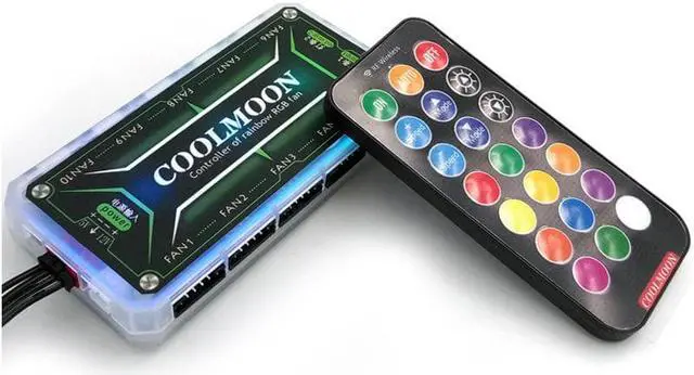 Alt view image 3 of 6 - RGB Color Change Controller 10X6Pin Fan 2X4Pin Light Bar 12V 5A LED Color Intelligent Controller,CPU Cooling Fan with RGB LED Lamp PC Cooler Computer Case PC Cooling Fan Controller, Remote Control