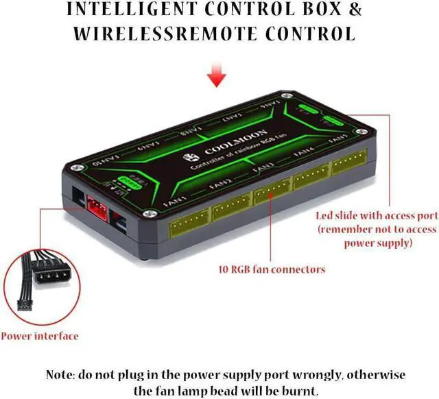 Alt view image 5 of 6 - RGB Color Change Controller 10X6Pin Fan 2X4Pin Light Bar 12V 5A LED Color Intelligent Controller,CPU Cooling Fan with RGB LED Lamp PC Cooler Computer Case PC Cooling Fan Controller, Remote Control