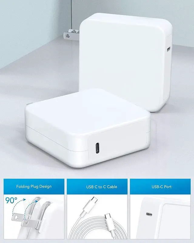 Alt view image 6 of 7 - mac Book pro Charger 100W USB C Power Adapter Compatible with Mac Book Pro 16, 15, 14, 13 Inch, Mac Book Air 13 Inch, iPad Pro 2021/2020/2019/2018, Included 7.2ft USB C to C Cable