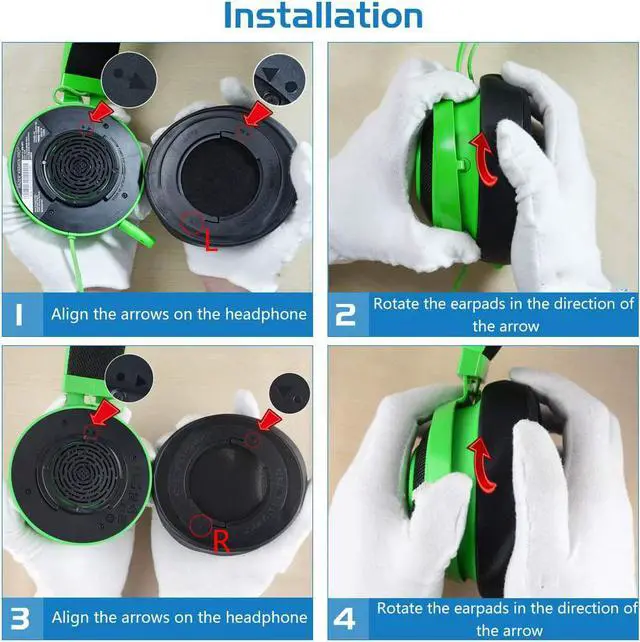 Alt view image 4 of 5 - Protein Leather Replacement Ear Pads for Razer Kraken Pro V2, Kraken 7.1 V2, Stormtrooper/Pewdiepie Edition Headphones Earpads, Headset Ear Cushion Repair Parts (Black)
