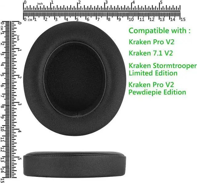 Alt view image 5 of 5 - Protein Leather Replacement Ear Pads for Razer Kraken Pro V2, Kraken 7.1 V2, Stormtrooper/Pewdiepie Edition Headphones Earpads, Headset Ear Cushion Repair Parts (Black)